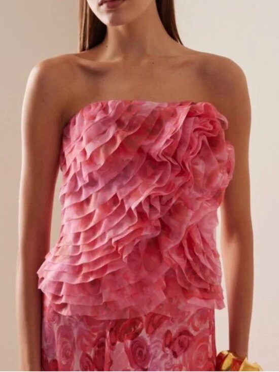 Aje Tops - ✨ SALE✨ Aje Charmed Strapless Ruffled Bustier Top Floral